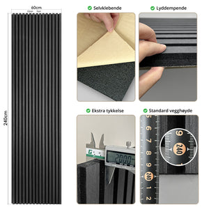 Selvklebende, lyddempende, ekstra tykk og standard vegghøyde