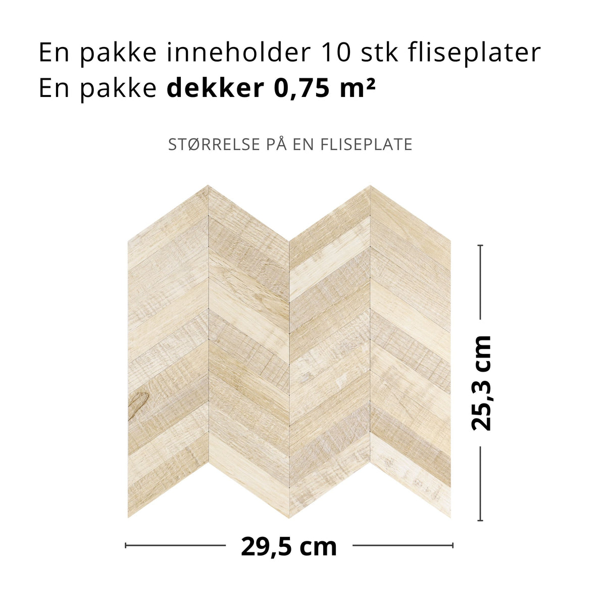 10-pk Nordic Chevron självhäftande väggplattor
