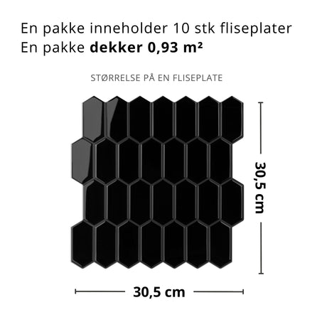 Alexandra svarta självhäftande väggplattor