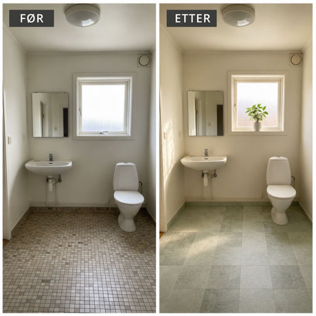 Montering av selvklebende fliser på glatt underlag 