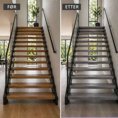 Detaljbilde av kontaktplast med naturtro trestruktur i grå eik 