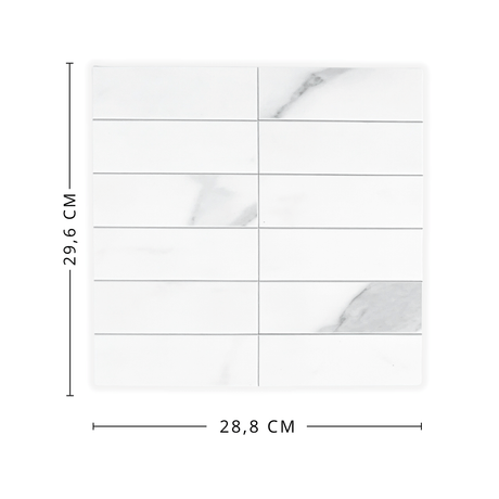 Mål og oppmåling av Amalie fliser i hvit marmor-look