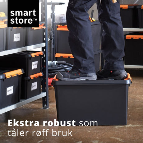 Ekstra robust SmartStore oppbevaringsboks som tåler tung belastning i verksted