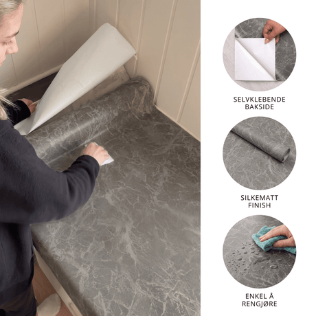 Limestone antrasitt kontaktplast - Lindas Dekor Kontaktplast