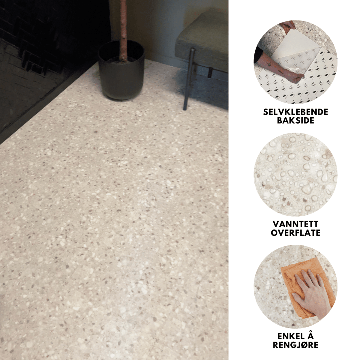 8-pk Sahara beige selvklebende fliser - Lindas Dekor Fliser