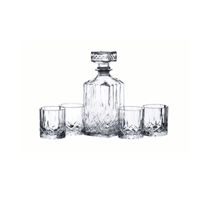 Karaffelsett i slipat glas med fyra whiskyglas - Lindas Dekor Drikkesett