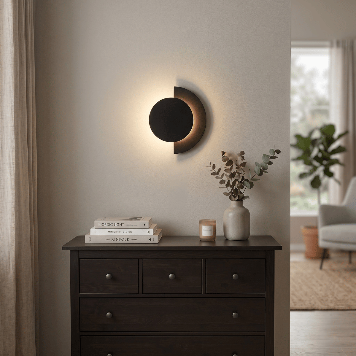 Mysti vegglampe sort reversibel 30,5 cm