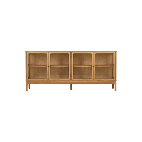Zamora skjenk 4 glassdører eik natur 180x40x80 cm - Lindas Dekor Skjenk