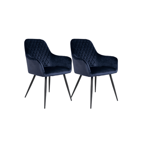 2-pk Harbo spisestol blå velur - Lindas Dekor Spisestol