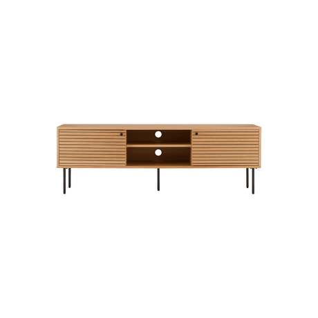 Kyoto TV-benk i eikefiner natur med sorte metallben – 150x40x50 cm fra House Nordic