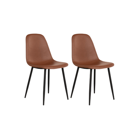 2-pk Stockholm spisestol brun PU-skinn - Lindas Dekor Spisestol