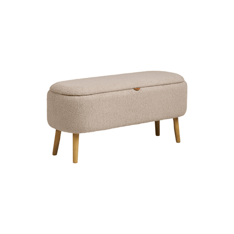 Harlow benk med oppbevaring bouclé beige 95 x 37 x 45 cm - Lindas Dekor Benk