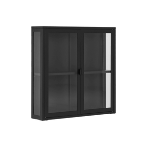 Brisbane vegghengt vitrineskap 2 glassdører sort stål 80 x 18 x 80 cm - Lindas Dekor Vitrineskap