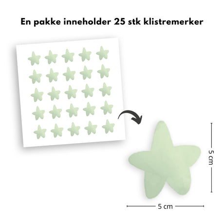 25-pk stjerner klistremerker, grønn