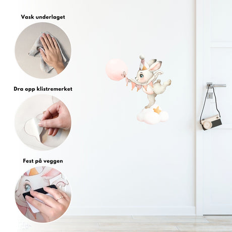 Klistermärke med kanin på moln