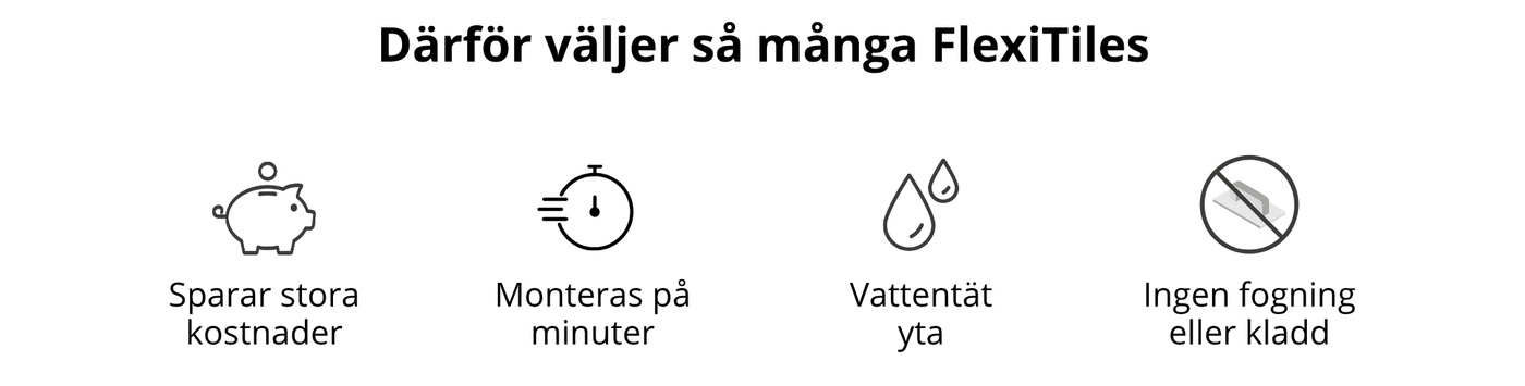 Fördelar med FlexiTiles självhäftande väggplattor som sparar kostnader, monteras snabbt och har vattentät yta