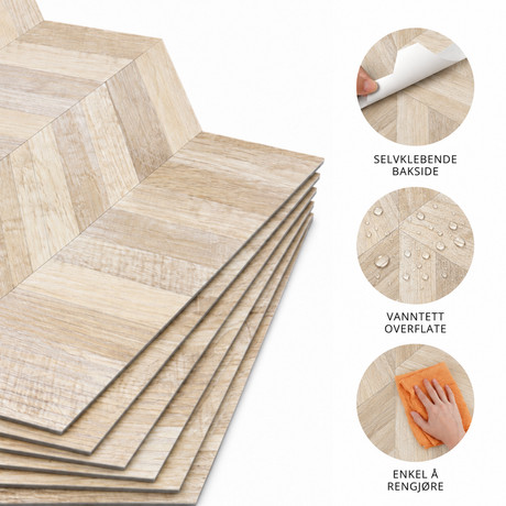 10-pk Nordic Chevron selvklebende veggfliser - Lindas Dekor Veggfliser