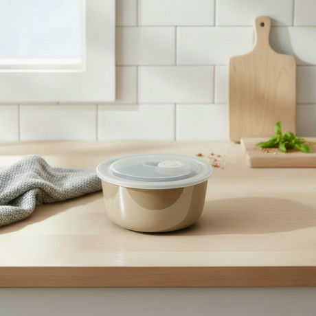 Skål med lokk grå/grønn porselen 13x7cm - Børscompagniet oppbevaringsskål