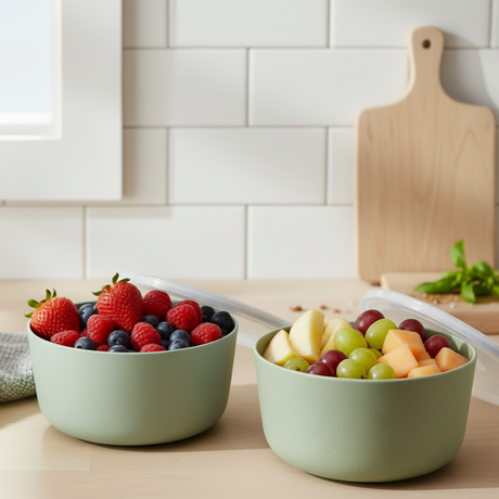 Grønn porselenskål 13x7cm - nærbilde av porselen og lokk