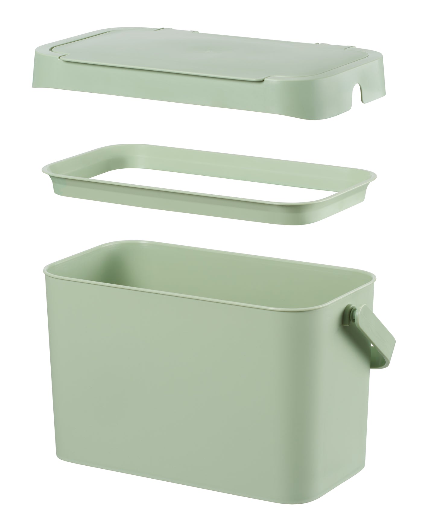 Praktisk kjøkkenbøtte til matavfall med skjult posekant