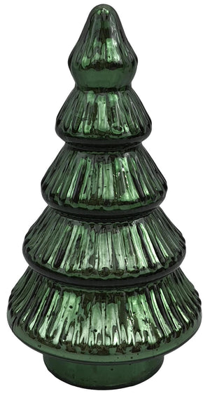 Grønt juletræ i struktureret glas 19 cm