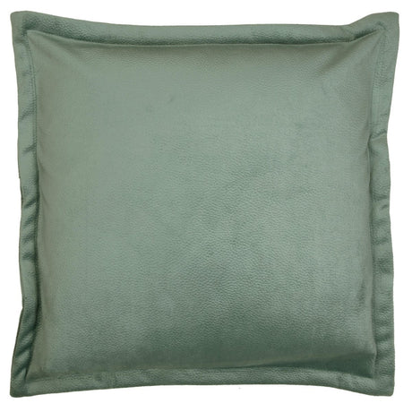 1. Grønt putetrekk i skinnlook 50 x 50 cm med sydd dekorativ kant