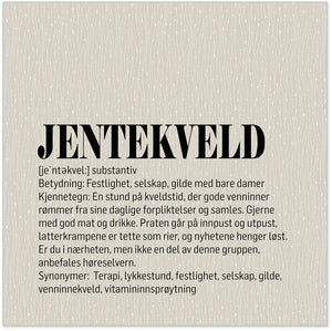 Beige serviett med jentekveld tekst