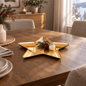 Dekorfat stjerne gull 31 cm - Lindas Dekor Serveringsfat