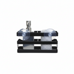 Svampholder i svart metall med åpen bunn for enkel drenering