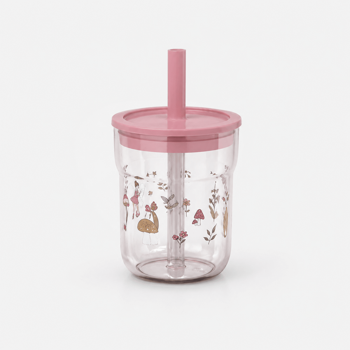 Barneglass med sugerør rosa Mio 250 ml - Lindas Dekor