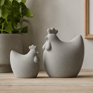 2 - pk DBKD Concrete Hen 14 cm + 18 cm påskpynt - Lindas Dekor
