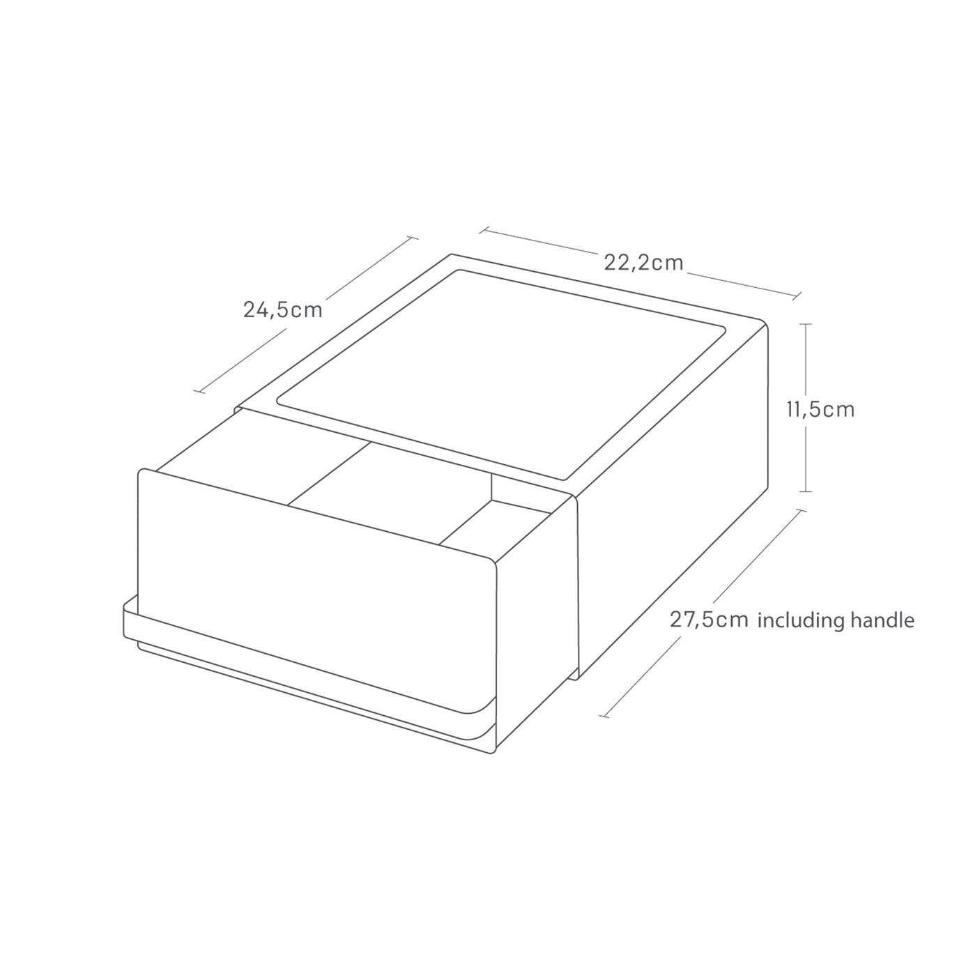 Organizer til kjøkken med uttrekksskuff og topplate for små apparater