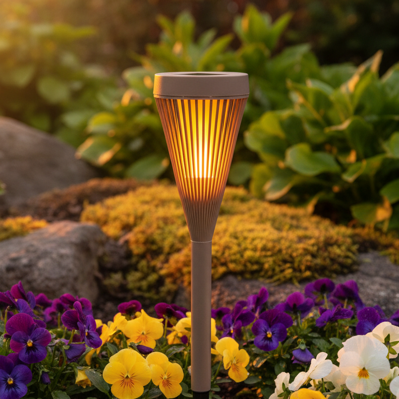 Brown solar light pansies