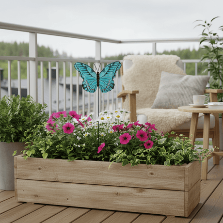 Dekor til hage, veranda og balkong med sommerfuglmotiv