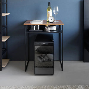 Sidebord med treplate og uttrekkbar hylle sort 53 x 45 x 66,8 cm - Lindas Dekor