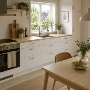 Scandinavian Oak dekorplast brukt på spisebord