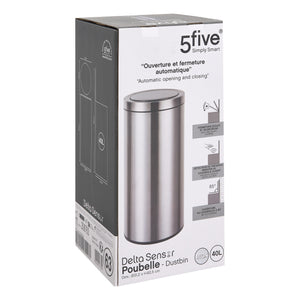 Svart 40-liters sensorsoptønn från 5Five Simply Smart, visad i originalförpackningen. 