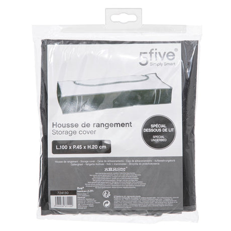 Svart oppbevaringspose under seng fra 5Five Simply Smart i original emballasje.
