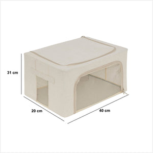 Oppbevaringsbag med dobbel åpning beige 40 x 20 x 31 cm – mål og dimensjoner