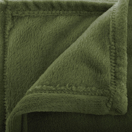 Kaki flanellplæd 130 x 180 cm – detaljbillede