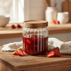 Glasskrus med akacielåg 500 ml - Lindas Dekor glasskrus