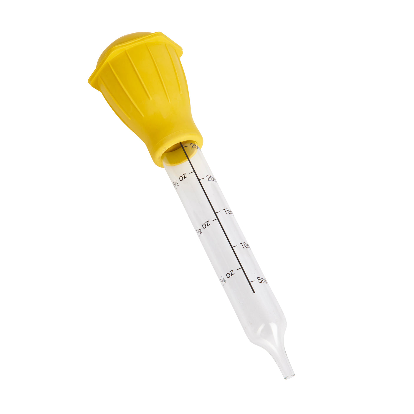 Stekepipette i glass med gummiballong på toppen