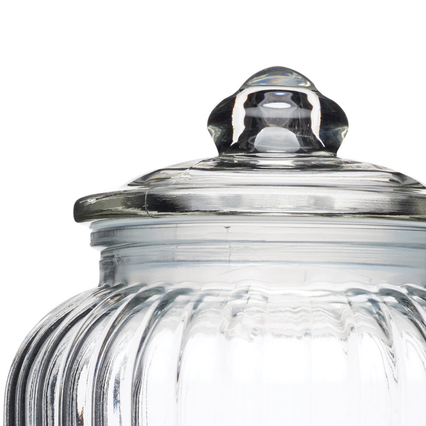 Riflet glasskrukke med glasslokk til oppbevaring av tørrvarer
