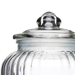 Riflet glasskrukke med glasslokk til oppbevaring av tørrvarer