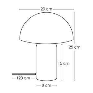 Bordlampe Lito soppform sort 24,5 cm – mål og dimensjoner