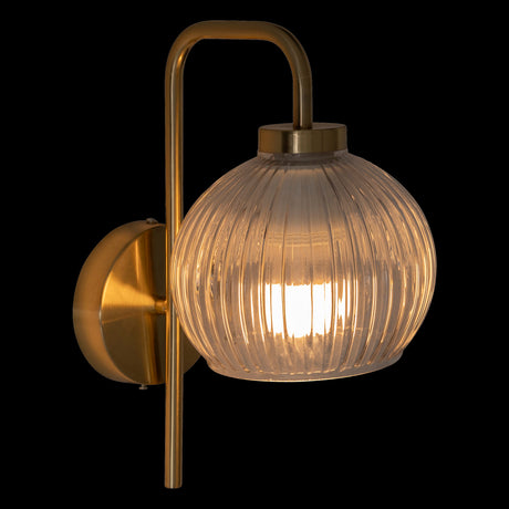 Vegglampe Krys med rillet glass gull 30 cm – tent