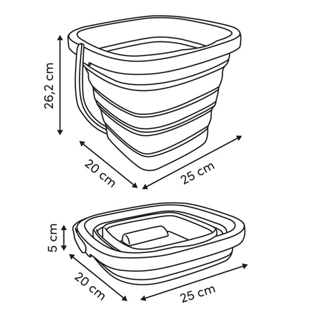 Fällbar hink 5 l blandade färger – mått och dimensioner