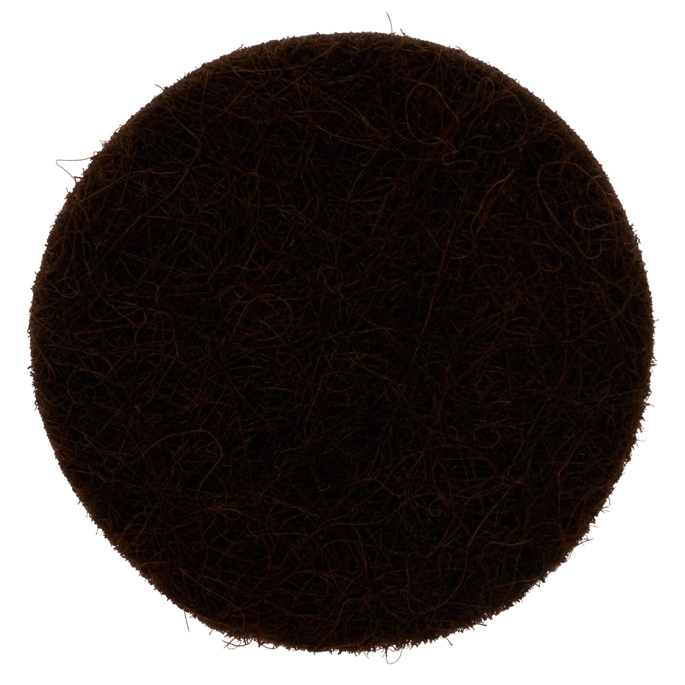 Rundsjälvhäftande möbelknapp i brun filt, diameter 2,8 cm.
