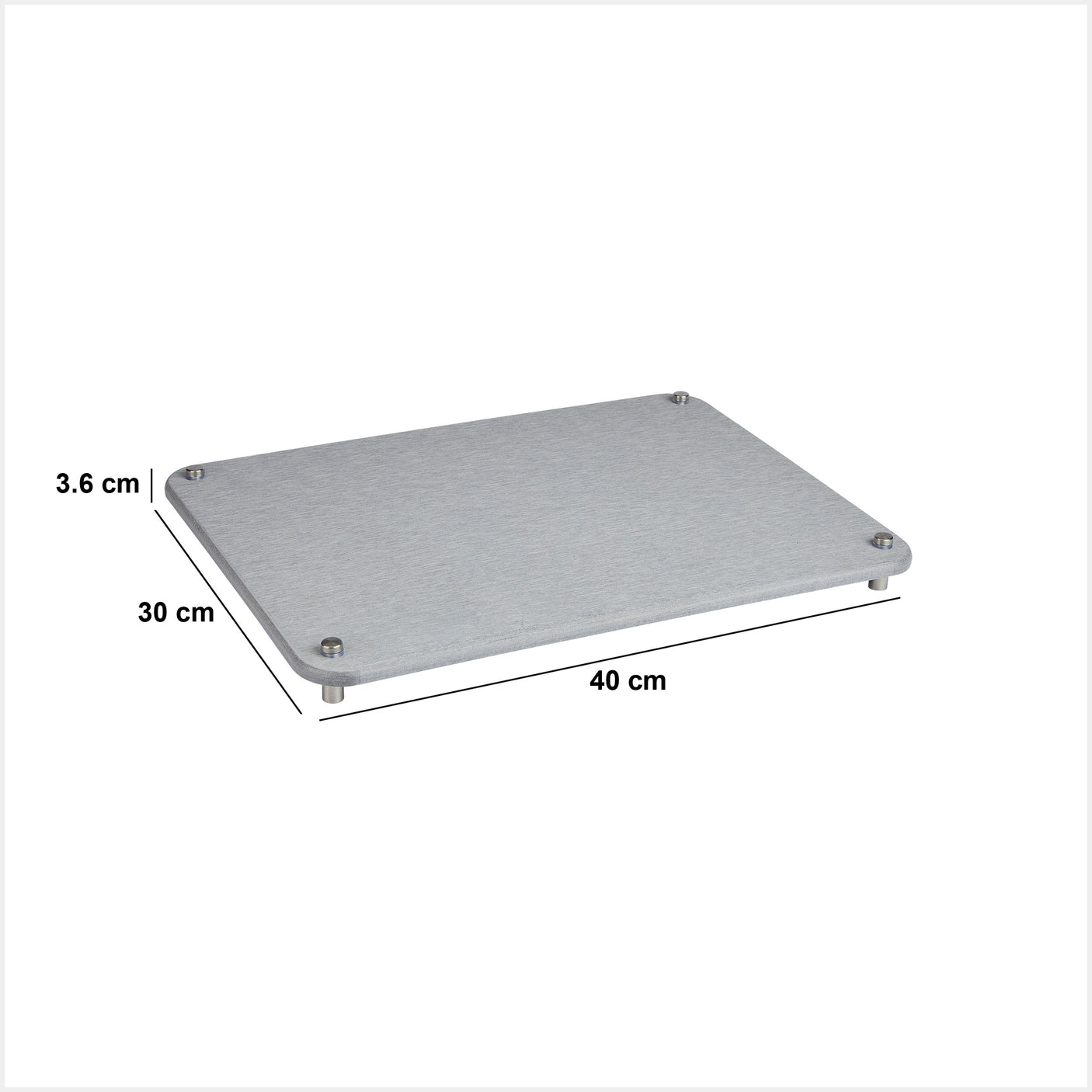Grå diatomitt diskmatta 40 x 30 cm – mått och dimensioner