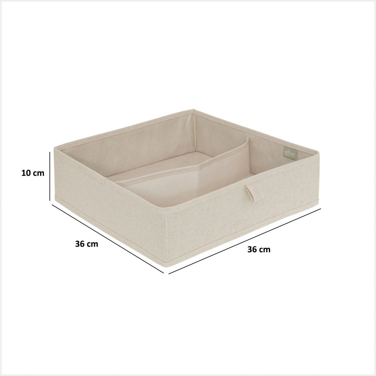 Skuffeorganiser 2 rom M beige 36x36 cm – mål og dimensjoner
